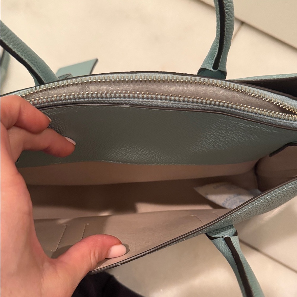 NWOT kate spade pebble leather Margaux satchel in light teal - Picture 7 of 11